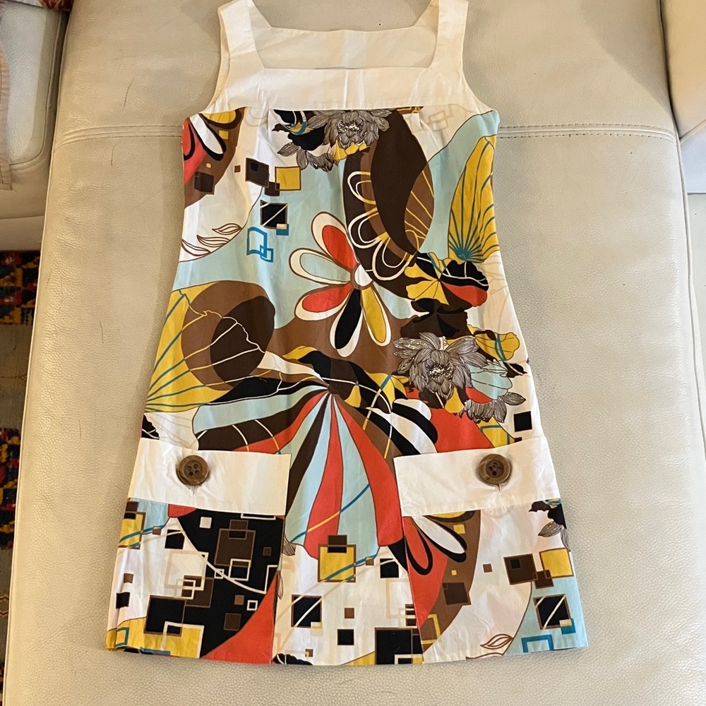 Zara White Multicolor Floral Geometric Mini Dress